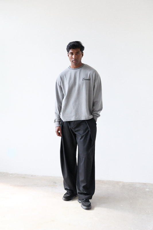 Stone Grey Waffle Long Sleeve T-Shirt