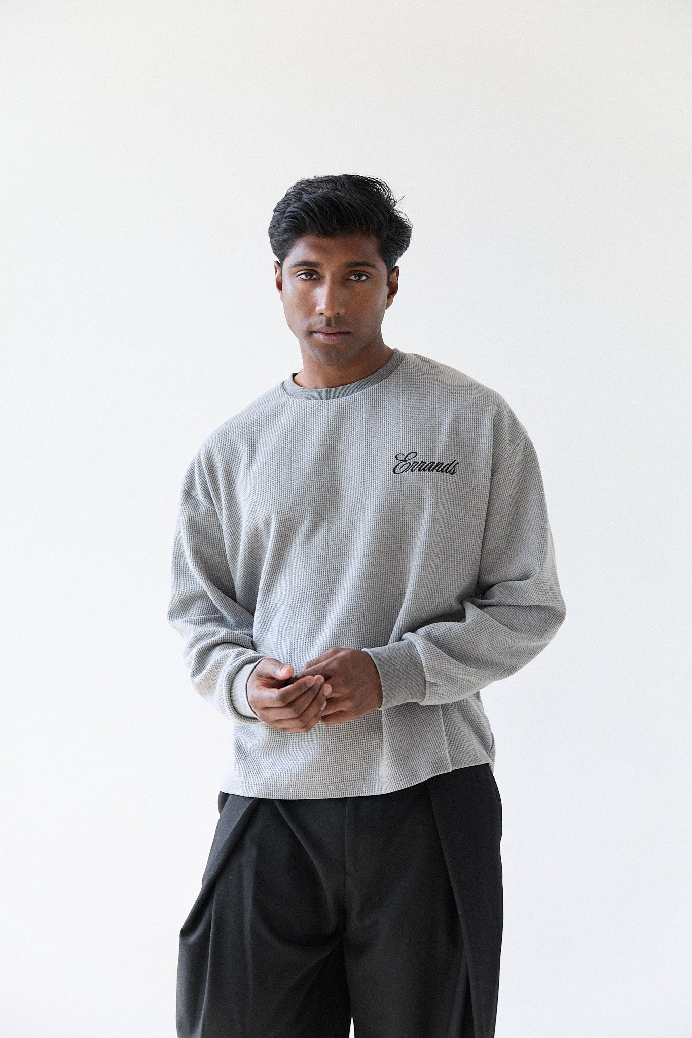 Stone Grey Waffle Long Sleeve T-Shirt