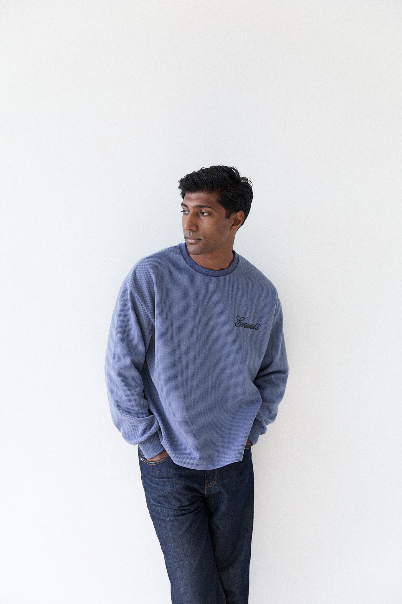 Slate Blue Waffle Long Sleeve T-Shirt