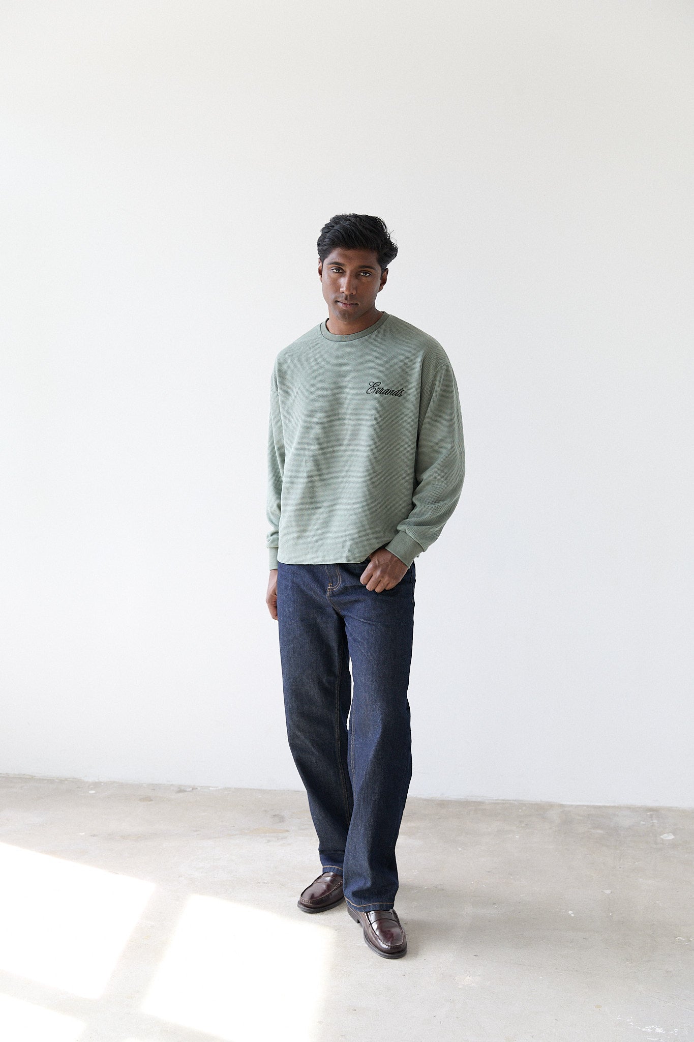 Sage Waffle Long Sleeve T-Shirt