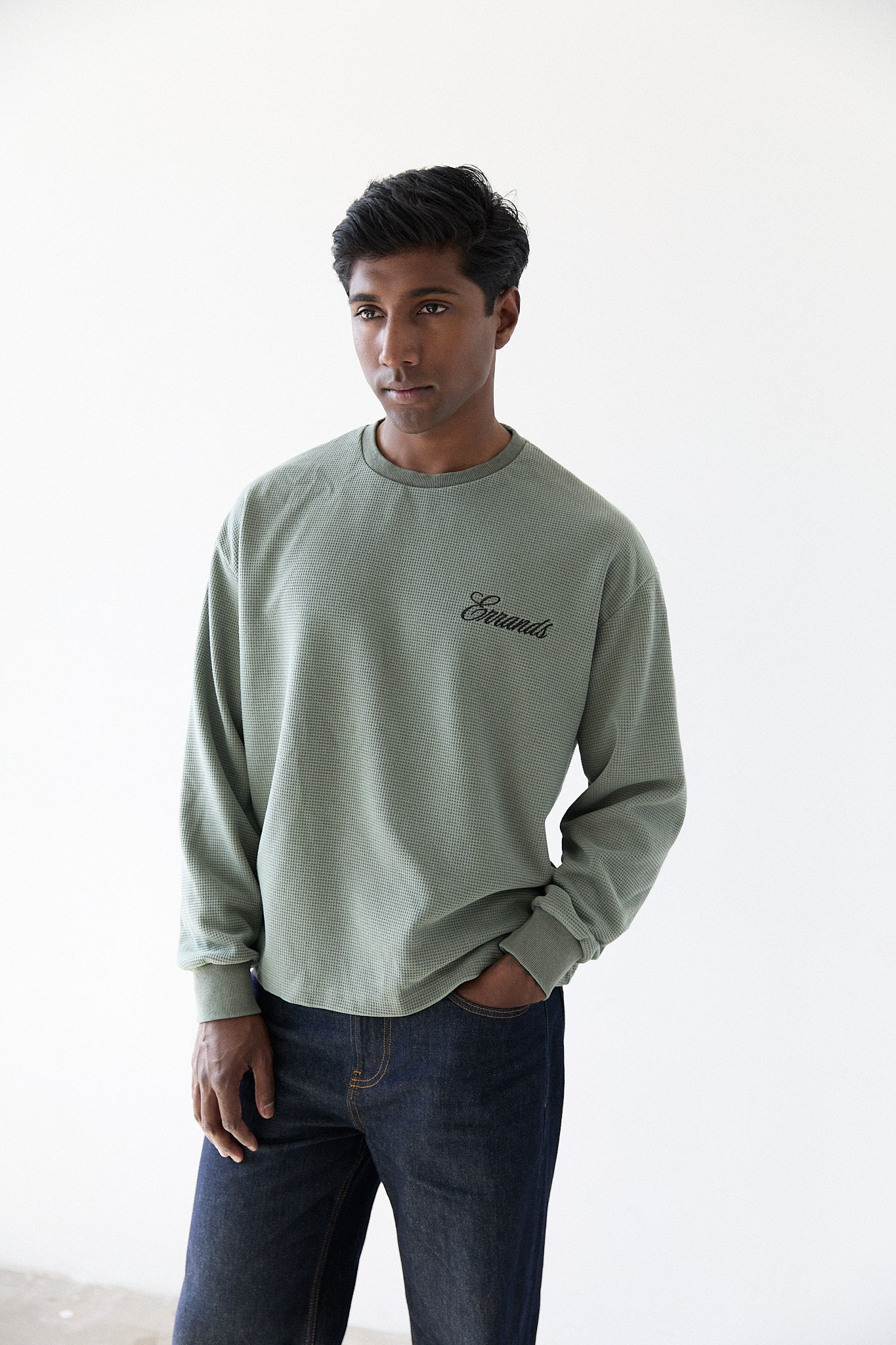 Sage Waffle Long Sleeve T-Shirt